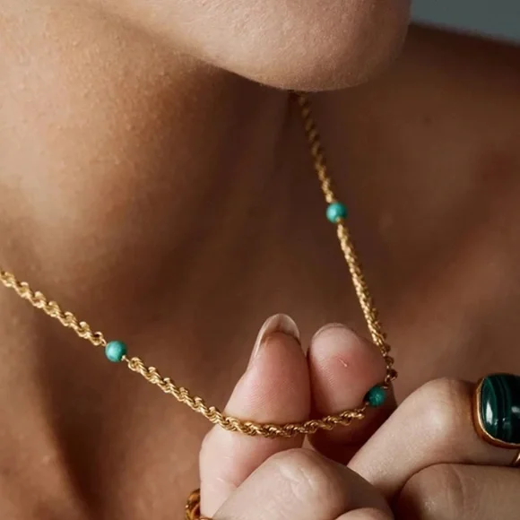 Malachite rope necklace - Picture 5 of 5